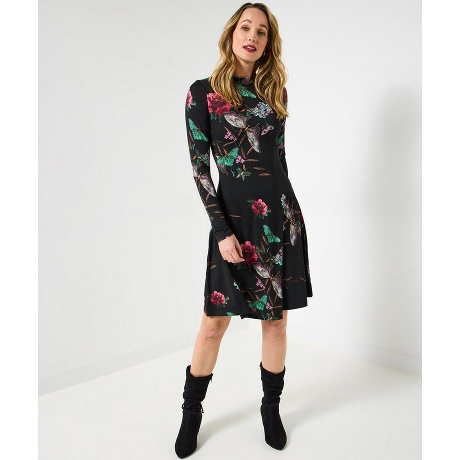 Joe Browns Jersey Minikleid mit Schmetterlingsmuster und hohem Kragen  