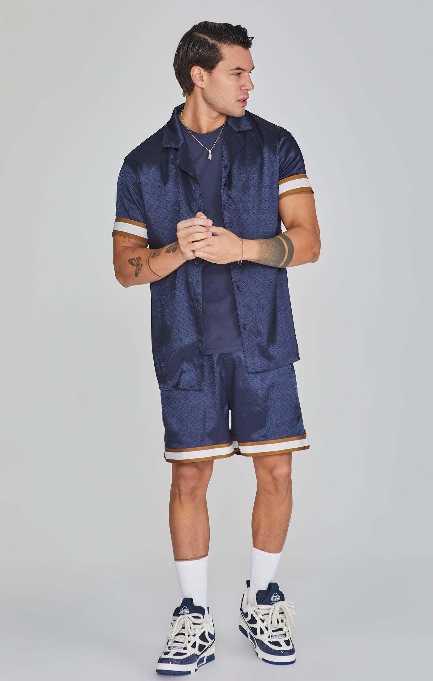 Sik Silk  Kurzarmhemd Resort Shirt in Navy 