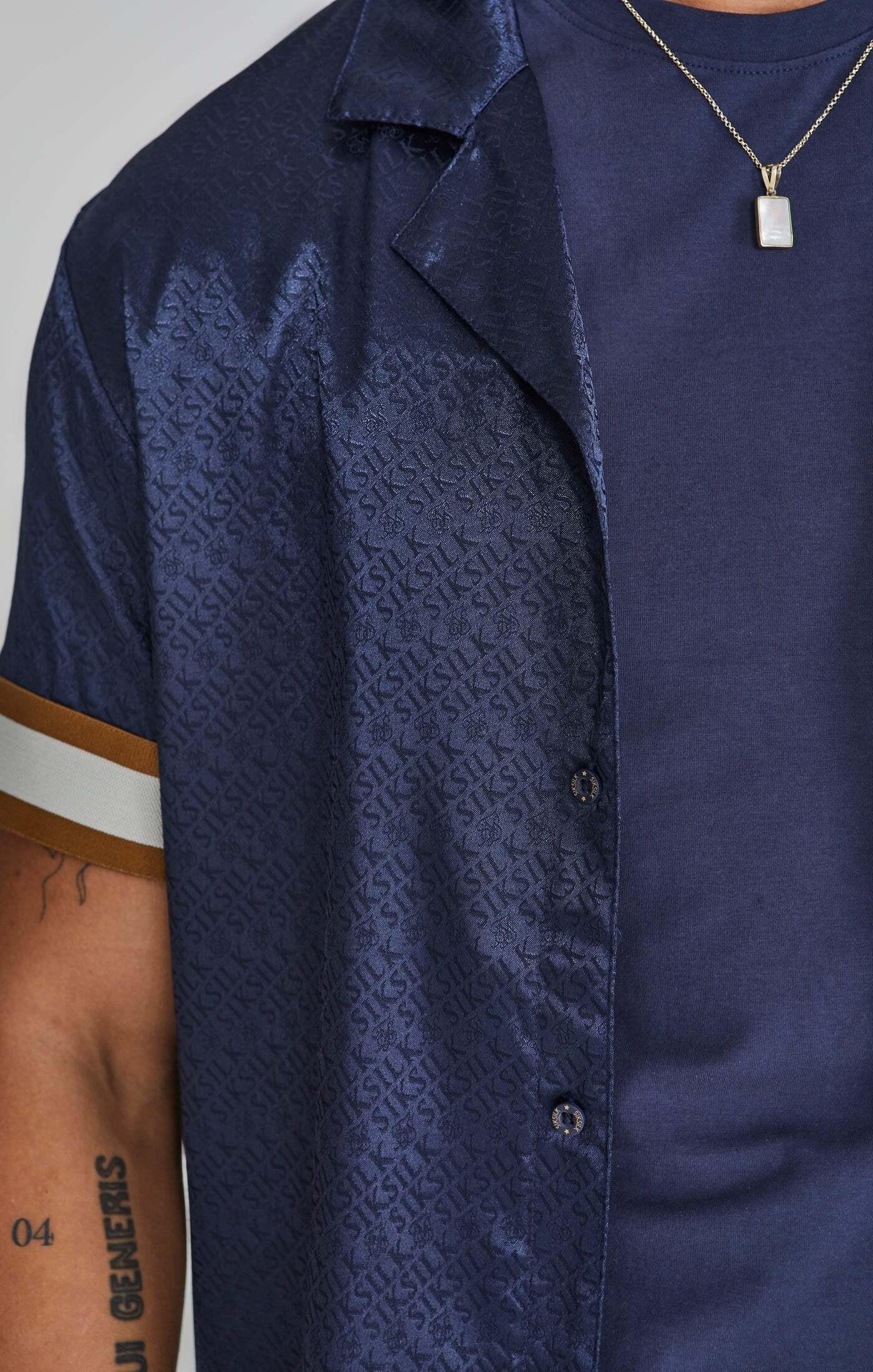 Sik Silk  Kurzarmhemd Resort Shirt in Navy 