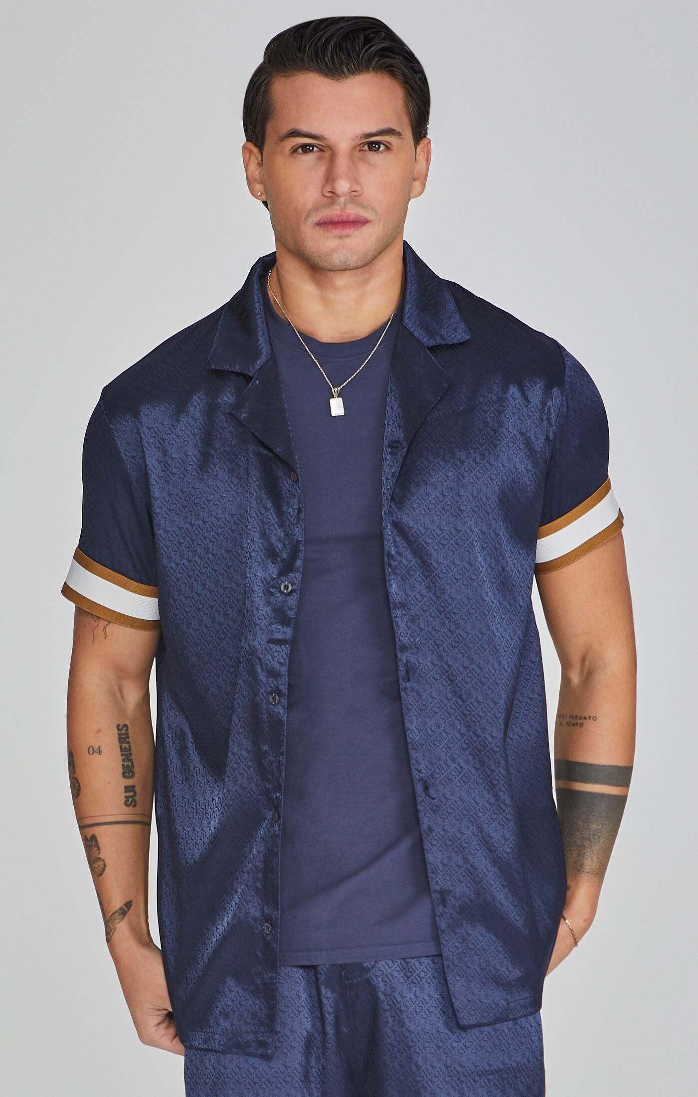 Sik Silk  Kurzarmhemd Resort Shirt in Navy 