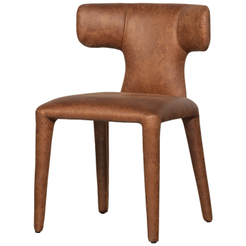 Sedia da pranzo Permit look pelle cognac