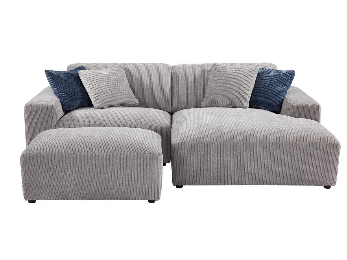 Image of Ecksofa & Hocker - Ecke rechts - Cord - Grau - TIRONO von Ecksofa & Hocker - Ecke rechts - Cord - Grau - TIRONO von Maison Céphy