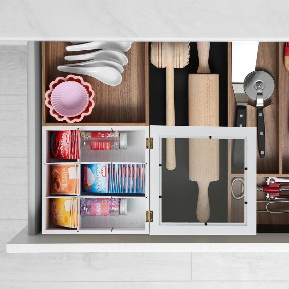 Northix Boîte à thé blanche à 9 compartiments  