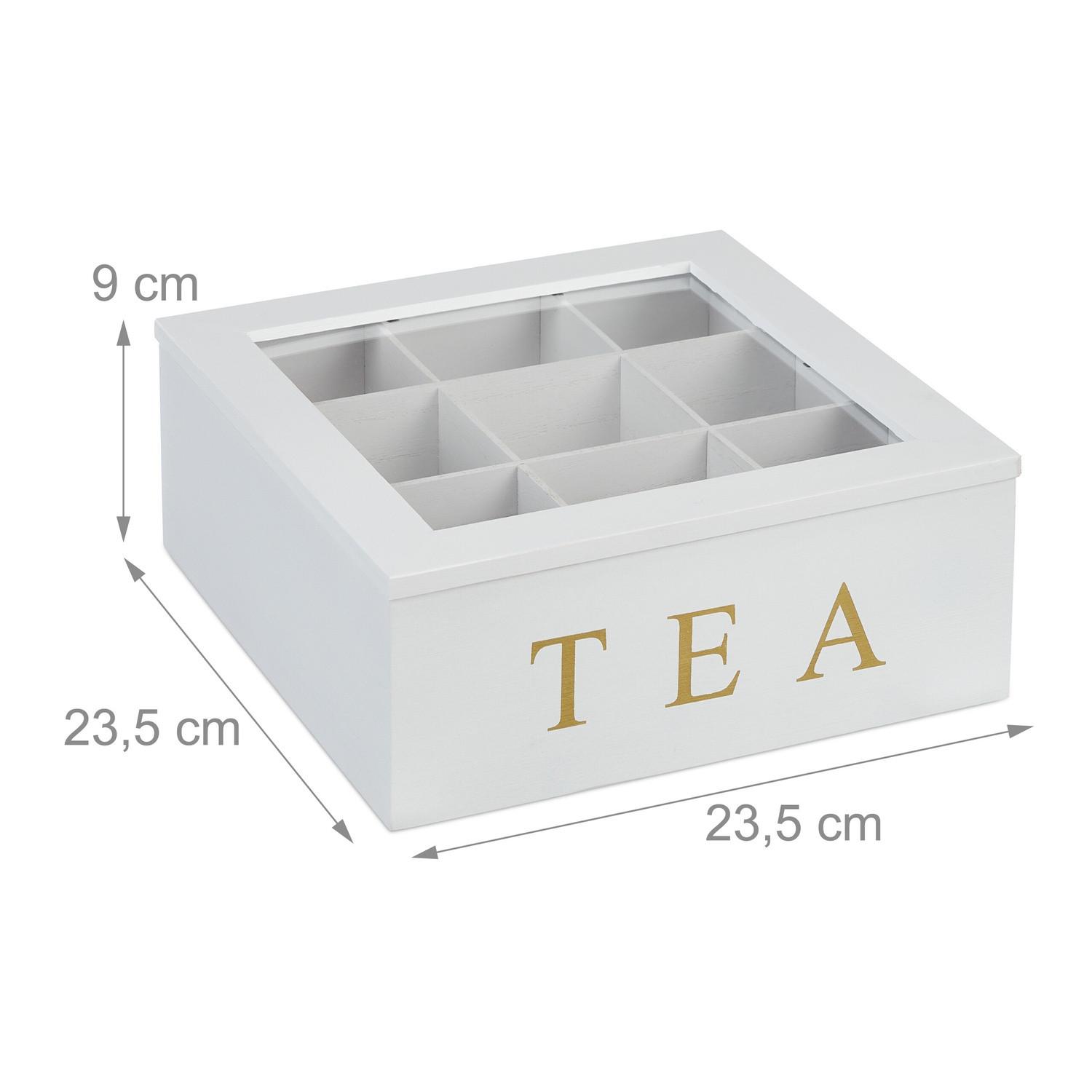 Northix Weiße Teebox mit 9 Fächern  