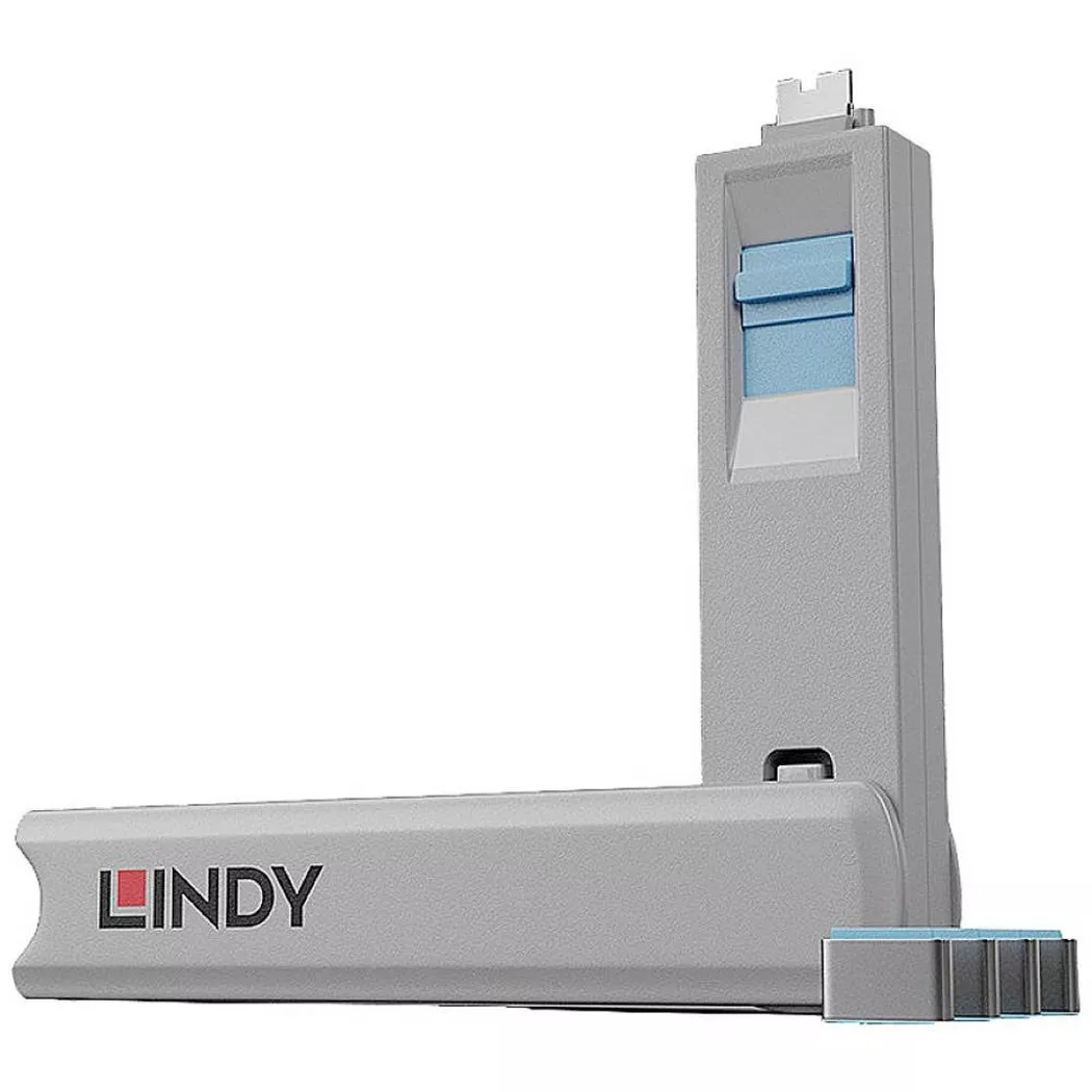 Lindy 40465 Schnittstellenblockierung Schnittstellenblockierung + Schlüssel USB Typ-C Blau Acrylnitril-Butadien-Styrol (ABS) 1 Stück(e)