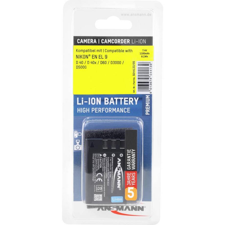 ANSMANN  EN-EL9 Batteria ricaricabile fotocamera sostituisce la batteria originale (camera) EN-EL9 7.4 V 1100 mAh 
