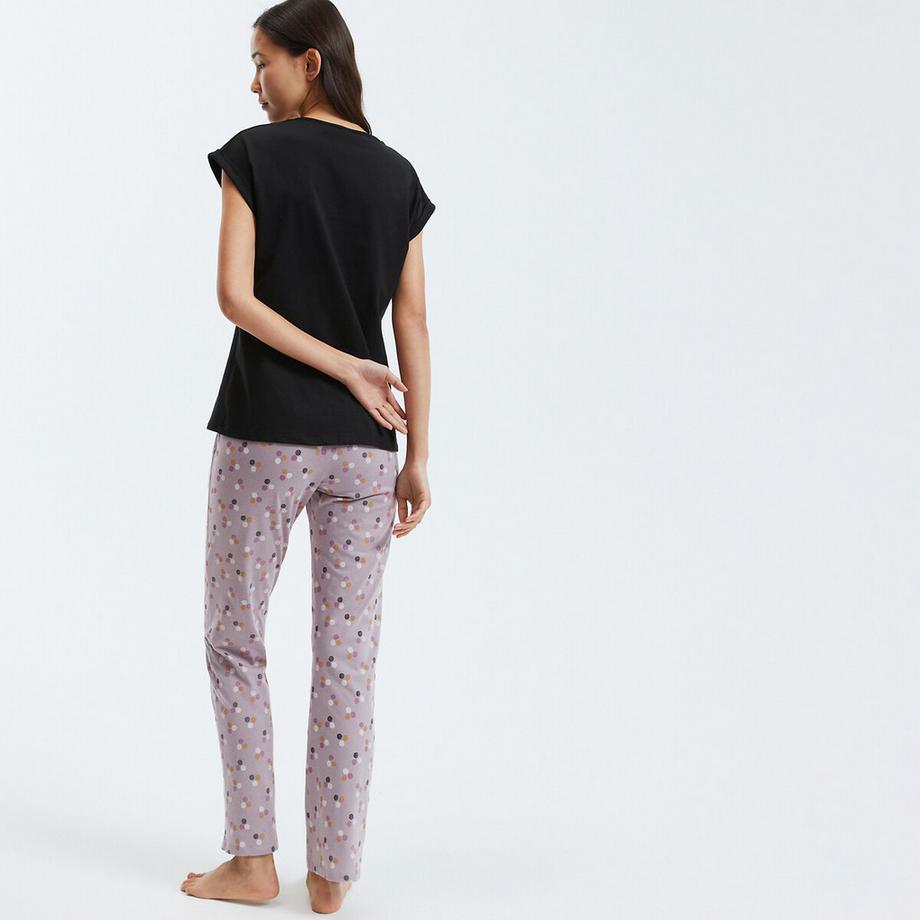 SO'HOME Pyjama Set Katzenmotiv Tupfen  