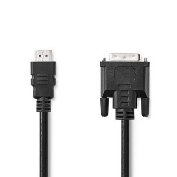 HDMI™ Cable | HDMI™ Contact | DVI-D 24+1-Pin Hane | 1080p | Nickel Plated | 2.00 m | Rak | PVC | Svart | Label