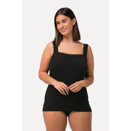 Ulla Popken Canottiera Cotone Supima Spalline Larghe Pizzo  