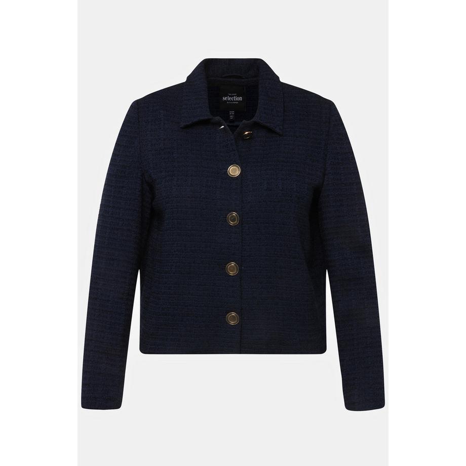 Ulla Popken Veste Bouclé Col Chemise Doublure Acétate  