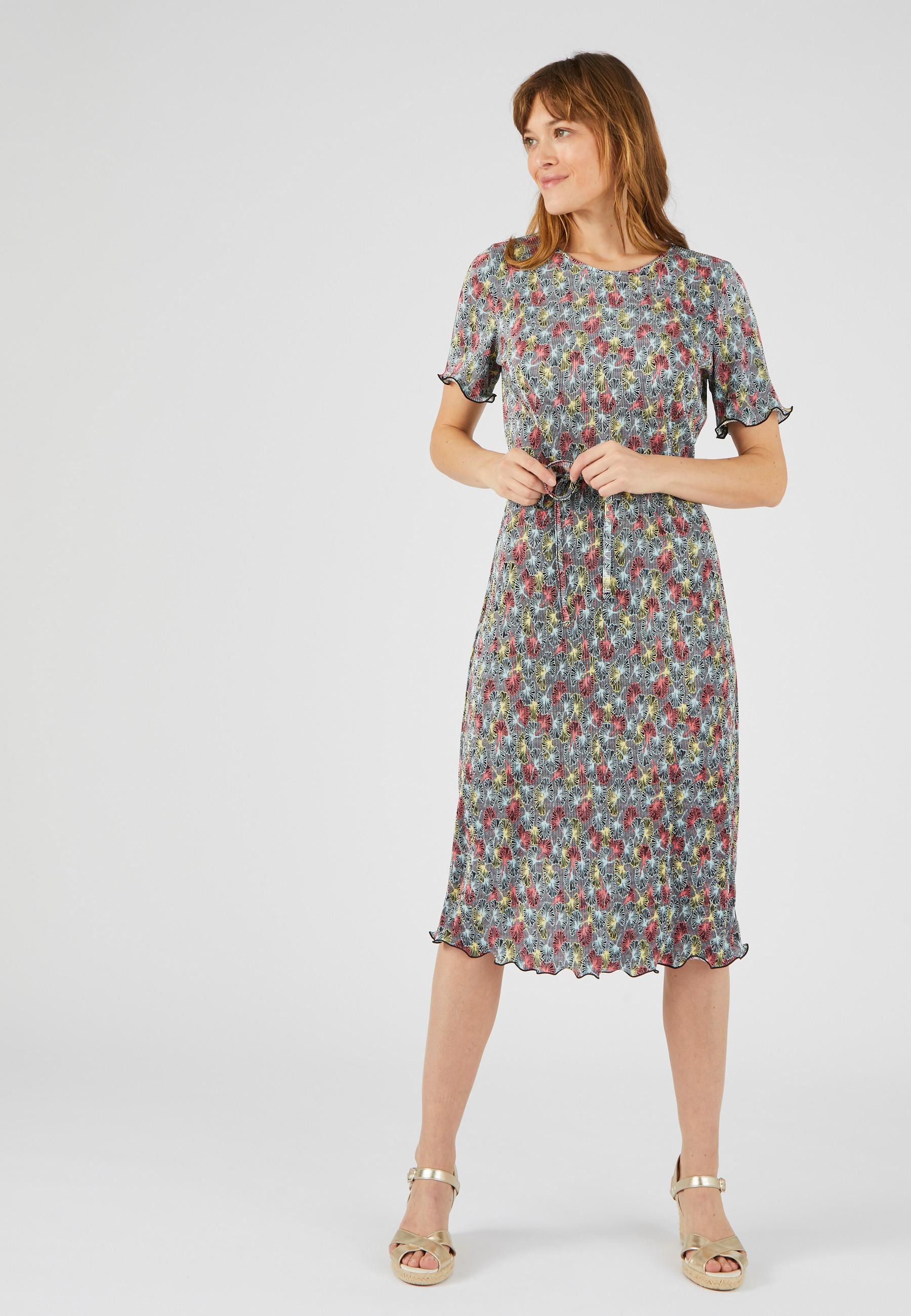 Image of Kleid Mit Kurzem Arm Und Permanentplissee. Damen Multicolor 46