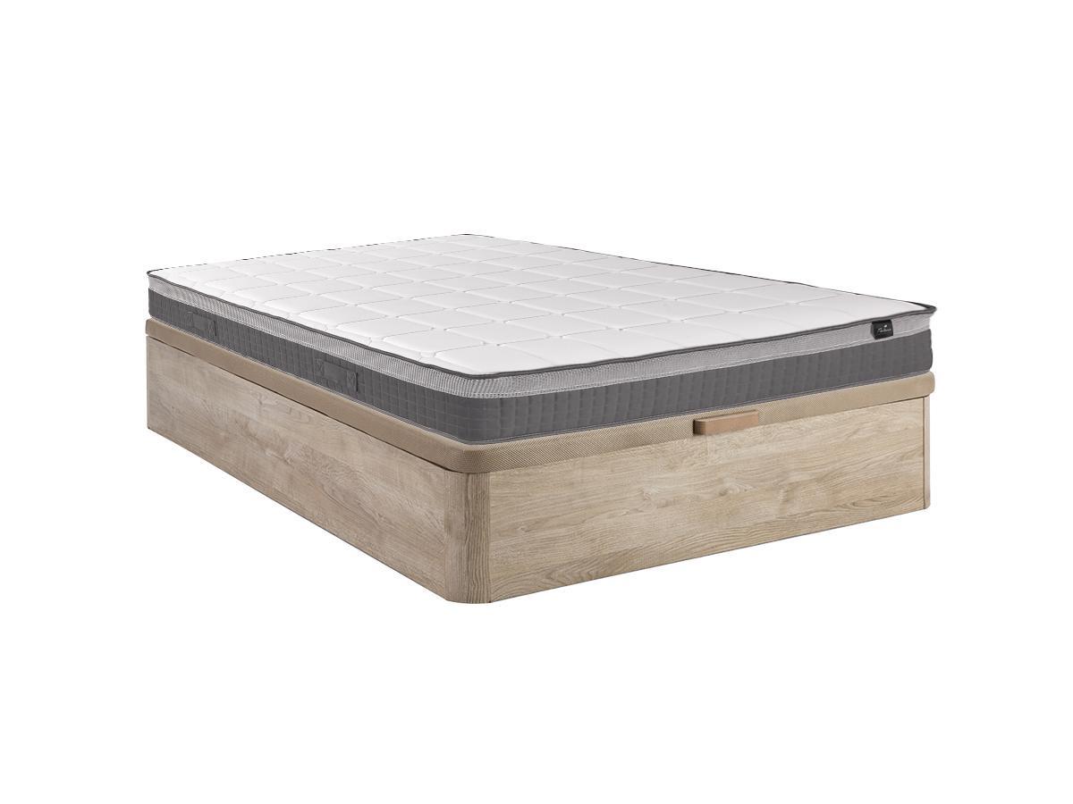 Vente-unique Ensemble 160 x 200 cm sommier coffre naturel clair + matelas ressorts ensachés 7 zones et mémoire de forme ép.29cm - MONTAIGNE II de PALACIO  