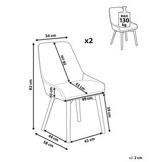 Beliani Esszimmerstuhl 2er Set aus Polyester Modern MELFORT  