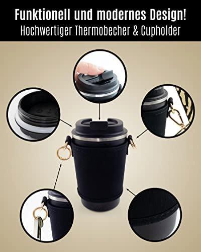 Only-bags.store  Cupholder to Go Set - Becherhalter und Thermobecher zum Umhängen - Getränkehalter mit verstellbaren 