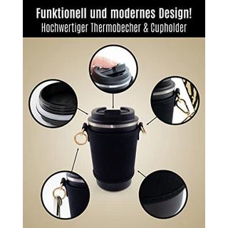 Only-bags.store  Cupholder to Go Set - Becherhalter und Thermobecher zum Umhängen - Getränkehalter mit verstellbaren 