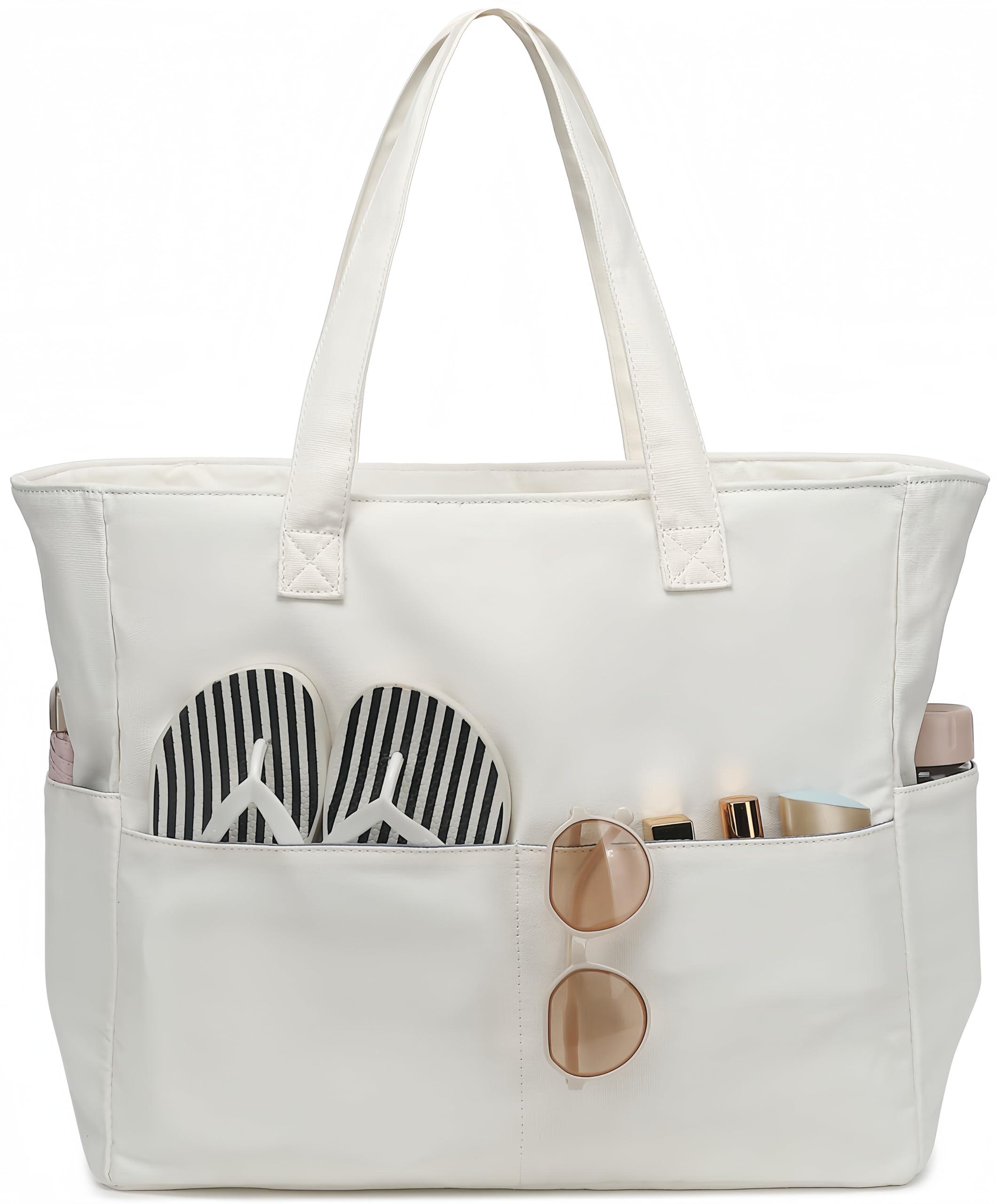 Only-bags.store  Grand sac de plage avec fermeture éclair Sac à bandoulière imperméable Sac fourre-tout shopper 