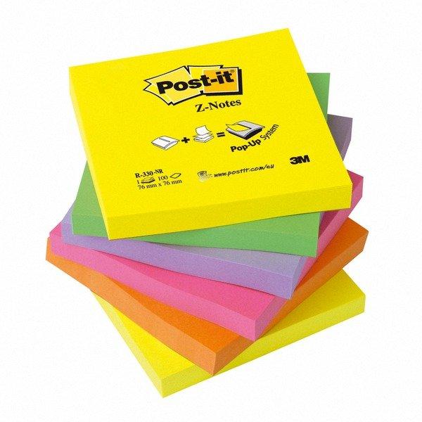 Image of Post-it Haftnotizen Z-Notes Neon R330NR 76x76 mm neon sortiert Inh.6 Post-it Haftnotizen Z-Notes Neon R330NR 76x76 mm neon sortiert Inh.6