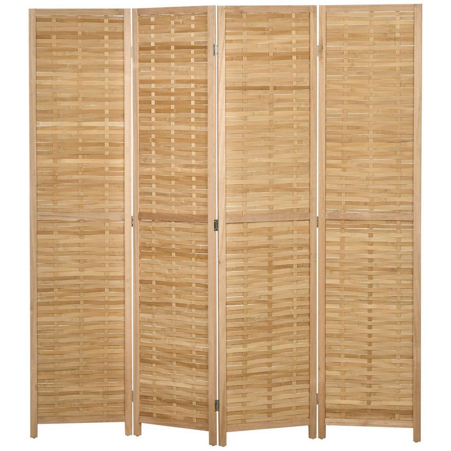 Northio Paravent en 4 parties, séparateur de pièce, cloison 160 x 170 cm, brise-vue pliable, séparateur de pièce en bambou, brise-vue pour salon, chambre à coucher, naturel  