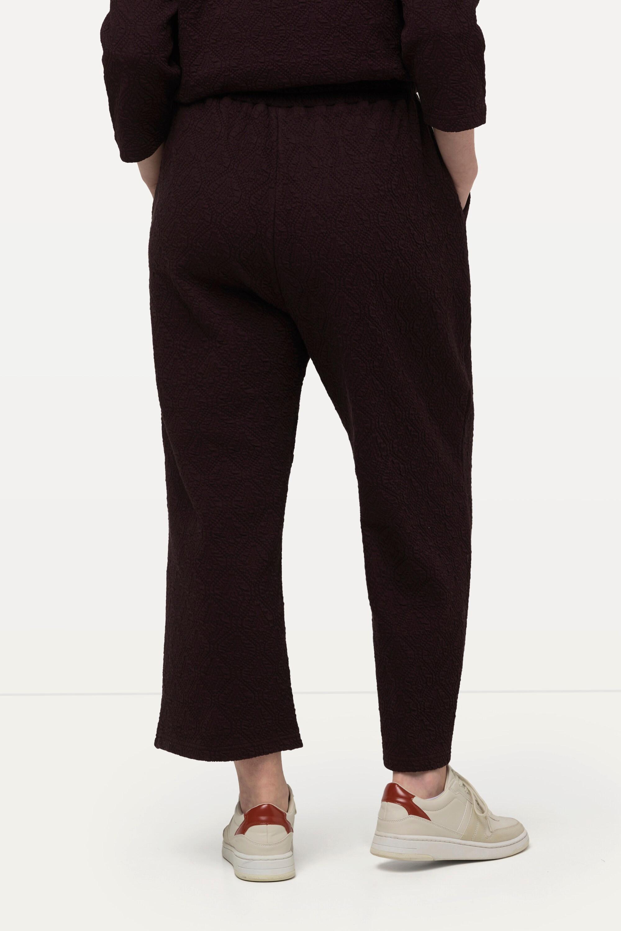 Ulla Popken  Pantaloni culotte in cotone biologico testurizzato con cintura elastica 