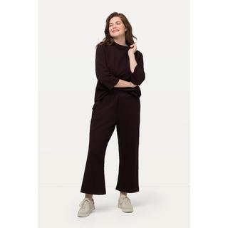 Ulla Popken  Pantaloni culotte in cotone biologico testurizzato con cintura elastica 