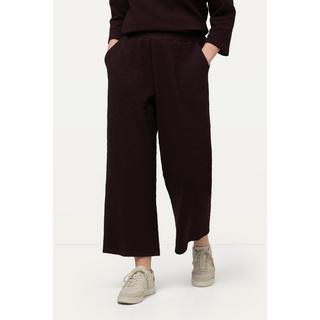 Ulla Popken  Pantaloni culotte in cotone biologico testurizzato con cintura elastica 