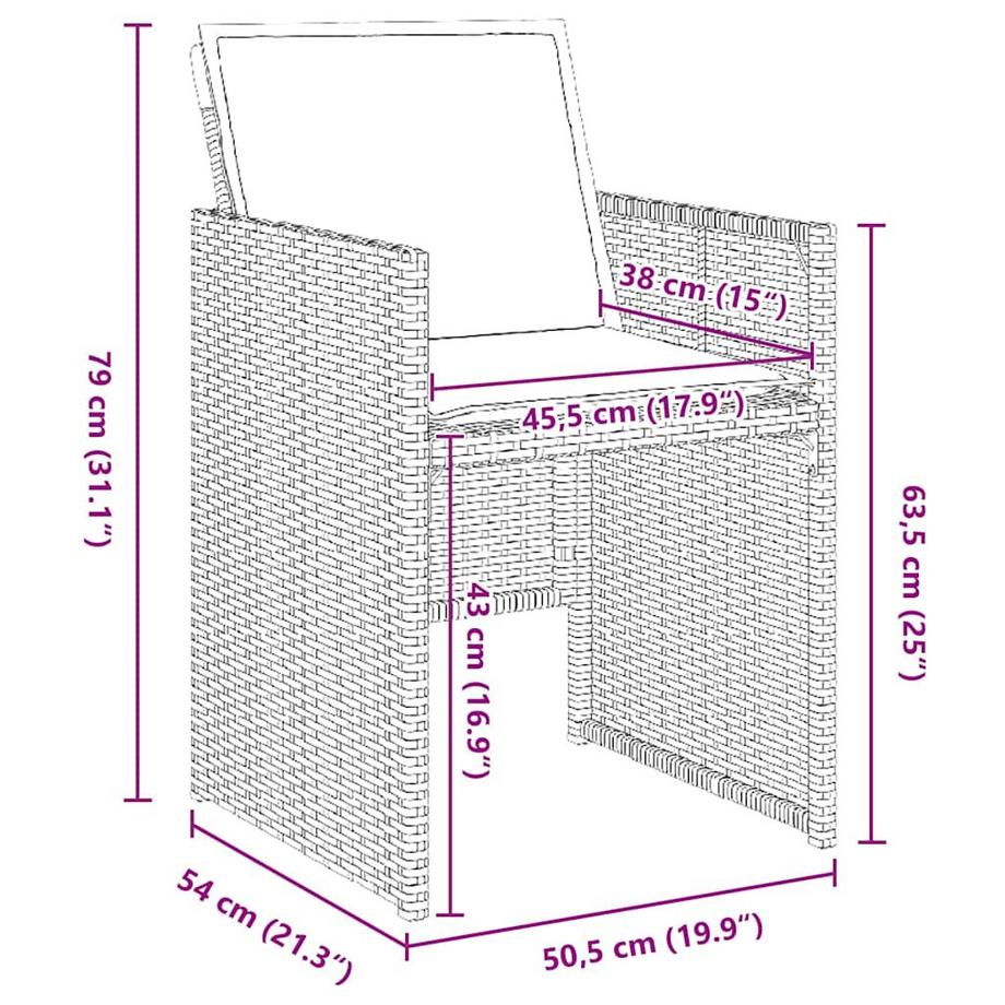 VidaXL Set da Pranzo per Giardino Polyrattan  