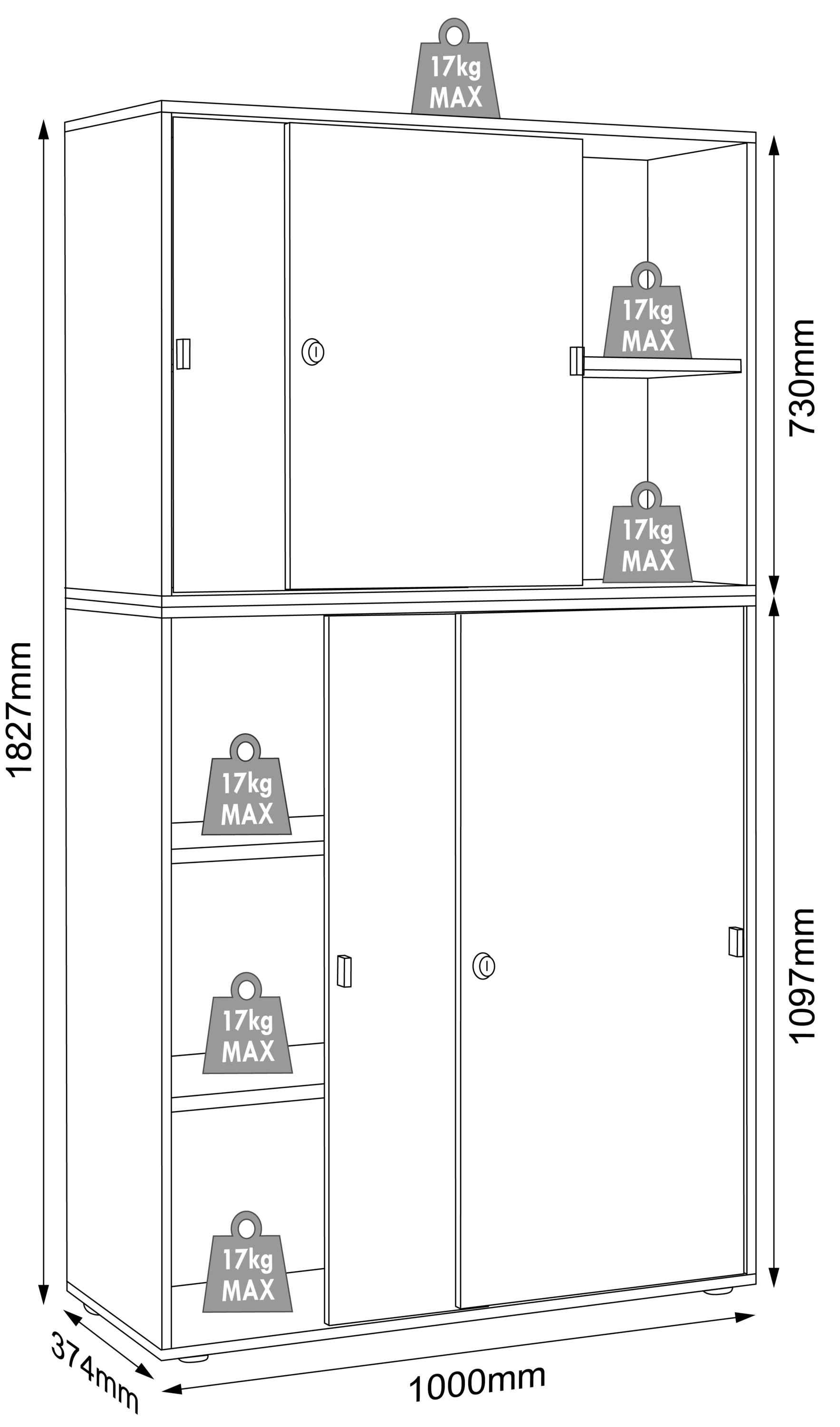 VCM Büroschrank Schiebetüren Salia 5f B100  