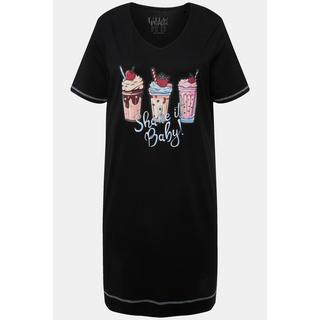 Ulla Popken  Grand t-shirt avec imprimé, col V et manches courtes 