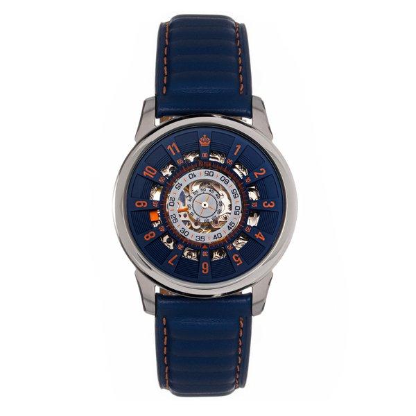 Image of Monterey Skelettierte Lederarmbanduhr Herren Blau ONE SIZE