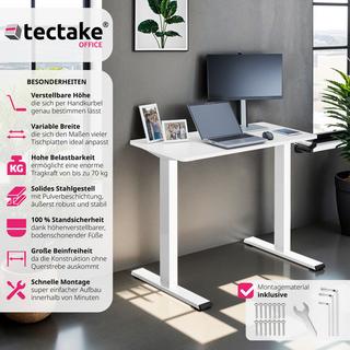 Tectake Cadre de bureau Idun, réglable en hauteur, avec manivelle  