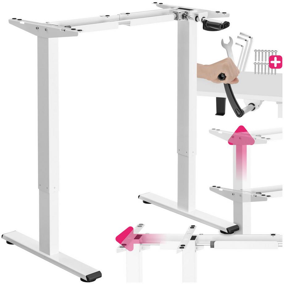 Tectake Cadre de bureau IDUN réglable en hauteur en continu avec manivelle  