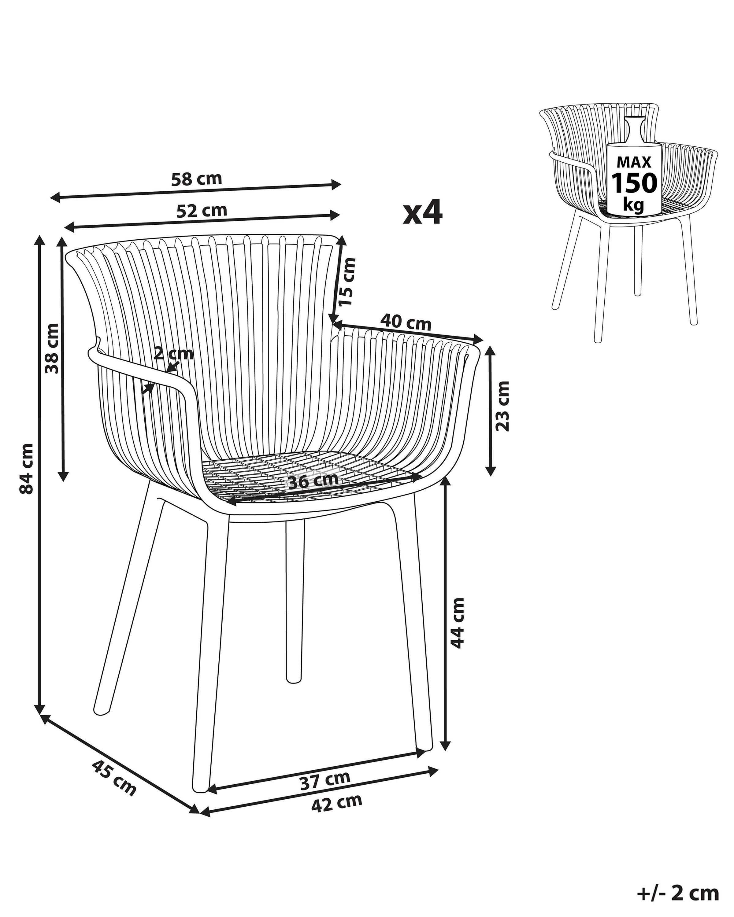 Beliani Lot de 4 chaises de jardin en Polypropylène Rétro PESARO  