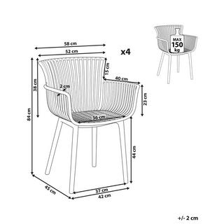 Beliani Lot de 4 chaises de jardin en Polypropylène Rétro PESARO  