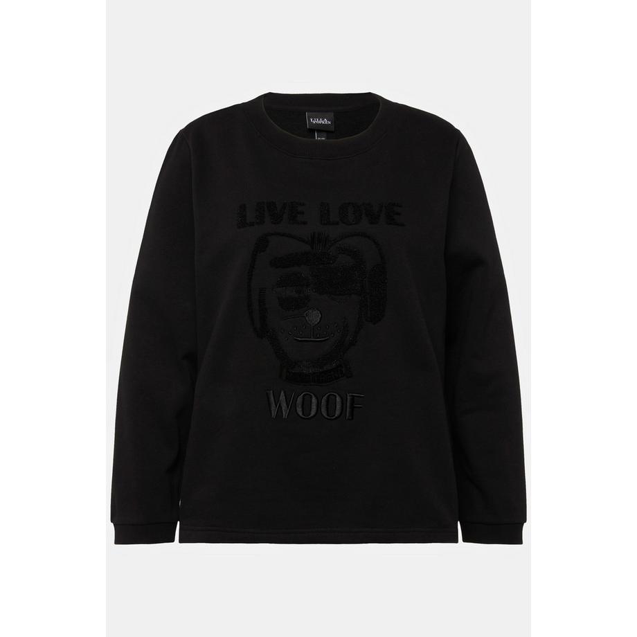 Ulla Popken Sweat-shirt Classic Col Rond Manches Longues avec Motif Chien  