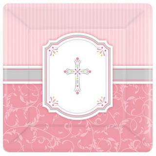 amscan Pappteller mit KreuzDesign, quadratisch  