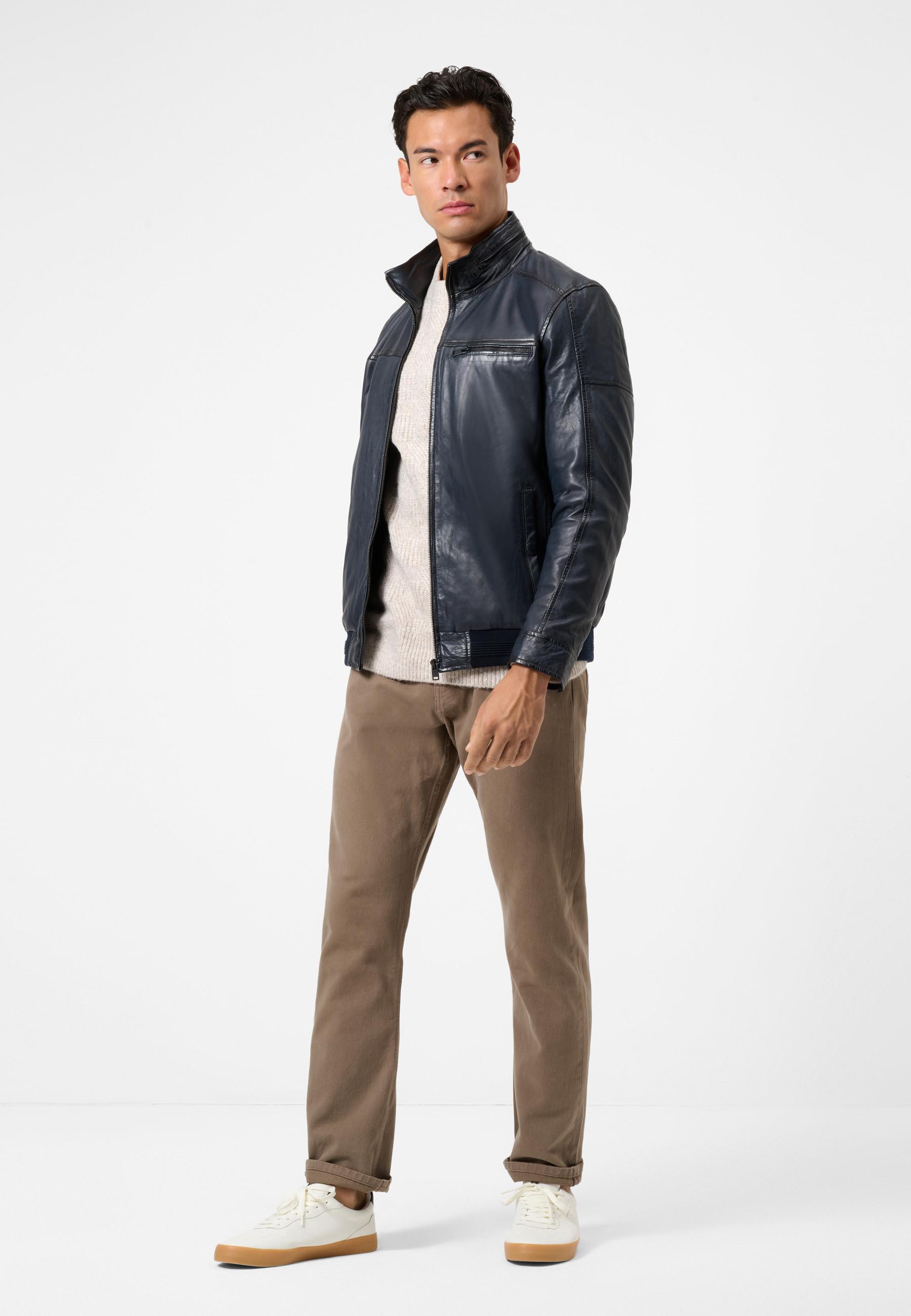 RICANO  Veste en cuir pour homme Ricma avec col montant dans le style Blouson 