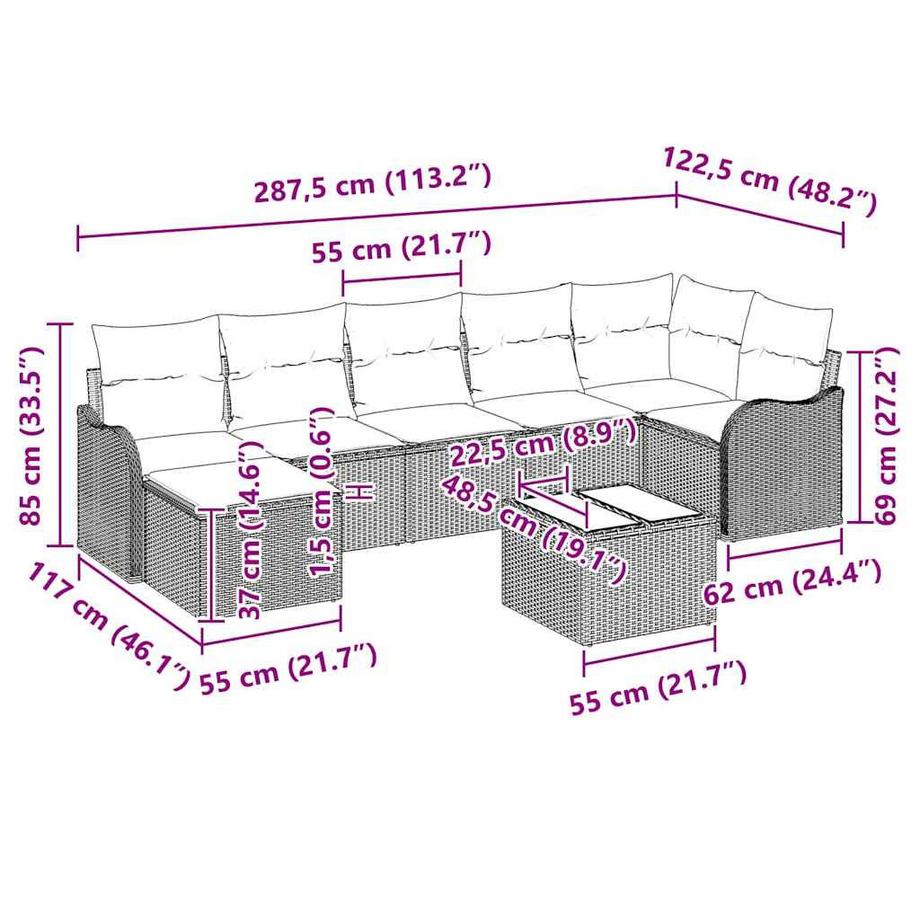 VidaXL Set Divano da Giardino Polyrattan  