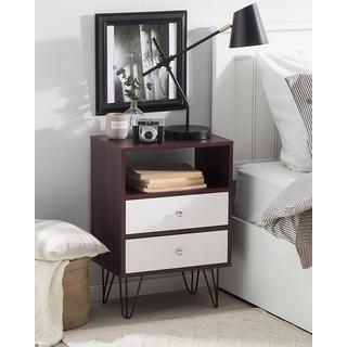 Beliani Comodino 2 cassetti en Fibra a media densità (MDF) Classico ARVIN  