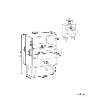 Beliani Comodino 2 cassetti en Fibra a media densità (MDF) Classico ARVIN  