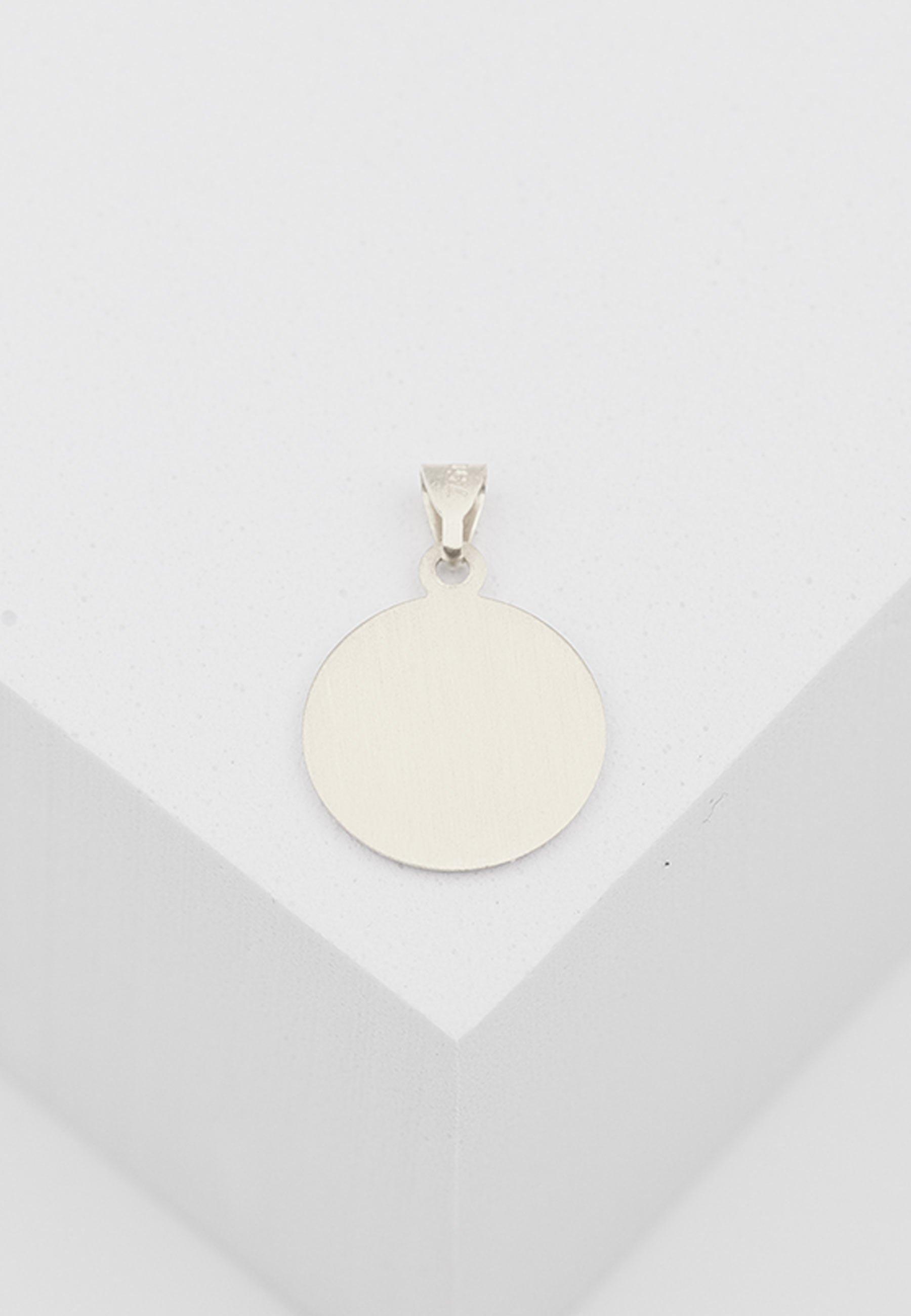 MUAU Schmuck  Pendentif médaille ange en or blanc 750, 12mm 