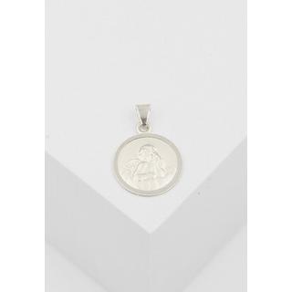 MUAU Schmuck  Pendentif médaille ange en or blanc 750, 12mm 