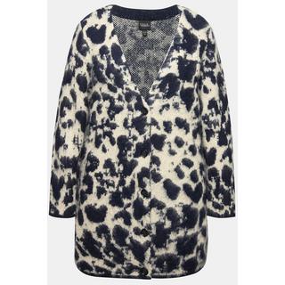 Ulla Popken  Cardigan con lana, design leopardato e scollo a V 