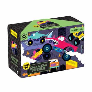 Glow in Dark Puzzle, Monster Trucks 100 pcs, Mudpuppy