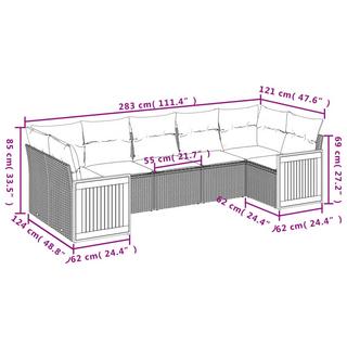 VidaXL Ensemble de canapés de jardin rotin synthétique  