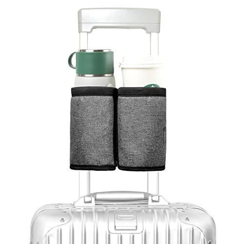 Only-bags.store Le porte-gobelet de voyage peut contenir deux tasses à café, s'adapte à la plupart des poignées de valise, accessoires de voyage pratiques pour les voyageurs, les agents de bord, gris  