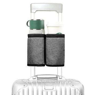 Le porte-gobelet de voyage peut contenir deux tasses à café, s'adapte à la plupart des poignées de valise, accessoires de voyage pratiques pour les voyageurs, les agents de bord, gris