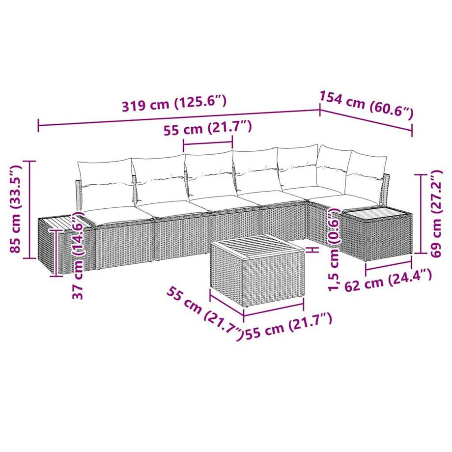 VidaXL Set Divano da Giardino Polyrattan  