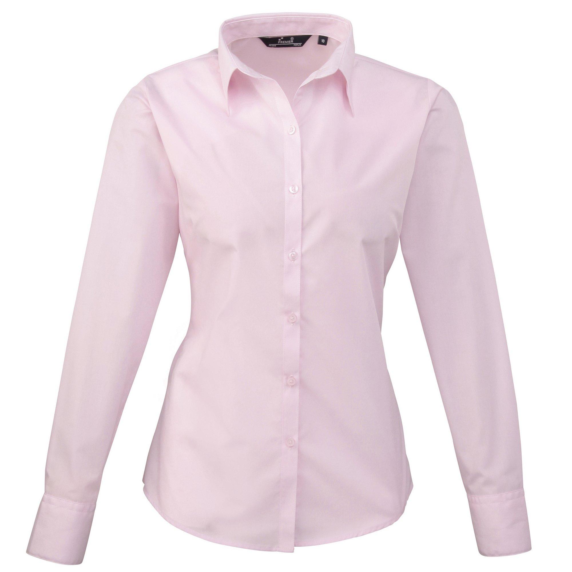 Image of Popeline Bluse Arbeitshemd, Langärmlig Damen Pink 48