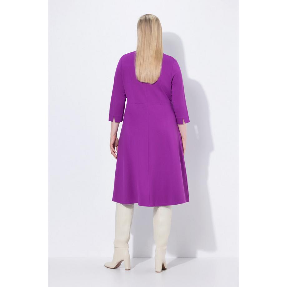 Ulla Popken Abito Punto di Roma Linea ad A Scollo a V Maniche 3/4  