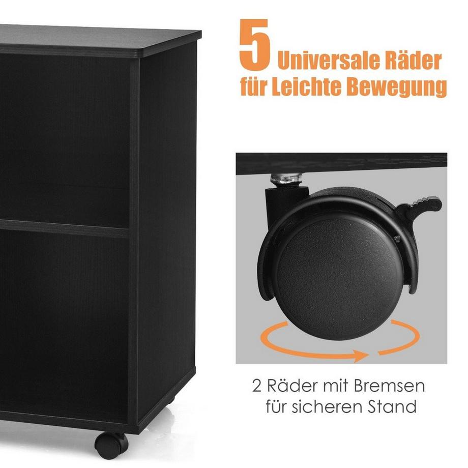 Northio Classeur à 3 tiroirs Meuble de bureau mobile sur roulettes 81 x 41 x 66 cm Noir  